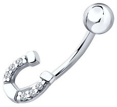 Банан Diamant для пупка вес 0.71 г серебро, фианит