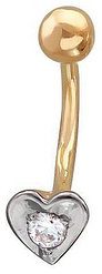 Банан ЭСТЕТ для пупка вес 0.86 г золото, фианит