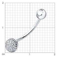 Банан Diamant для пупка вес 0.7 г серебро, фианит