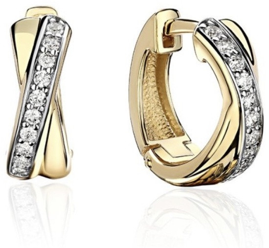 Серьги ЭСТЕТ 01с1313945р вес 2.98 г золото, фианит, фото 1