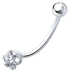 Банан Diamant для пупка вес 0.76 г серебро, фианит