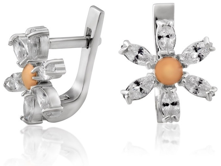Серьги Yuriv C424 вес 2.85 г серебро, золото, фианит