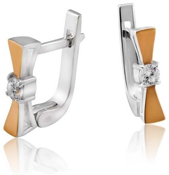 Серьги Yuriv C460 вес 2.69 г серебро, золото, фианит