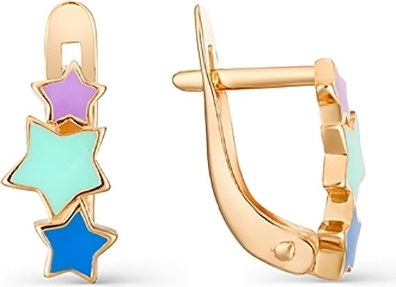 Серьги Veronika jewelry factory С301-1152М1-0-0 вес 1.74 г золото, эмаль