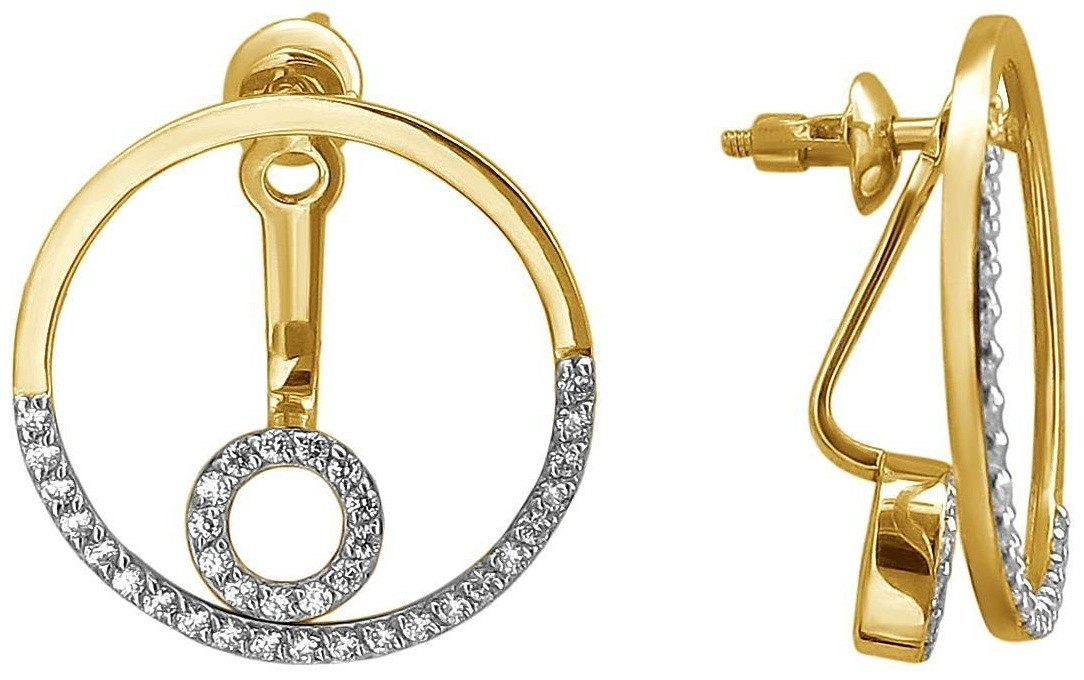 Пусеты Эстет 01С1313022Р вес 4.54 г золото, фианит, фото 1