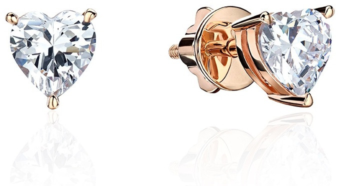 Пусеты Эстет 01С1113908 вес 2.51 г золото, фианит, фото 1