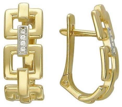 Серьги Эстет 01С136529 вес 4.26 г золото, фианит, фото 1