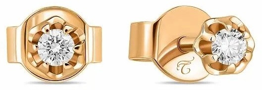 Пусеты MIUZ Diamonds E01-D-SOL30-008-G2 вес 1.09 г золото, бриллиант, фото 1