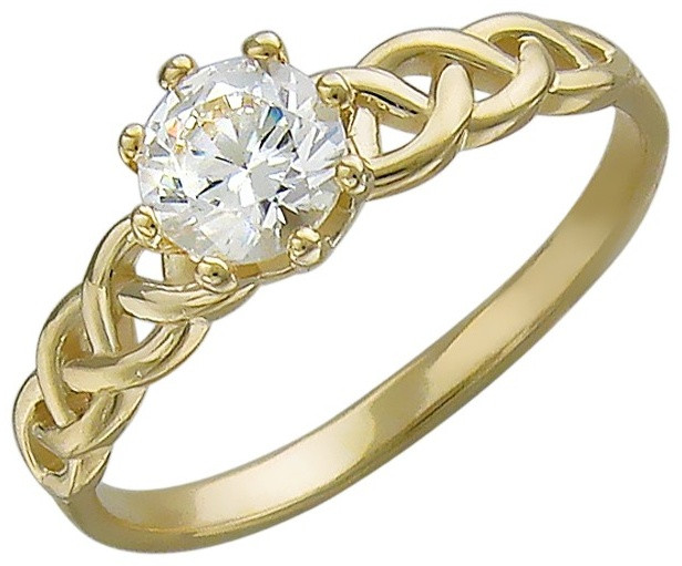 Кольцо Эстет З01К136452Э размер 16.5 вес 2.35 г золото, фианит, фото 1