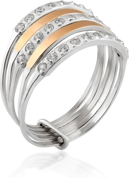 Кольцо Yuriv размер 18.май вес 03.янв г серебро, золото, фианит, фото 1