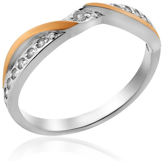 Кольцо Yuriv К405 размер 17.5 вес 1.8 г серебро, золото, фианит, фото 1