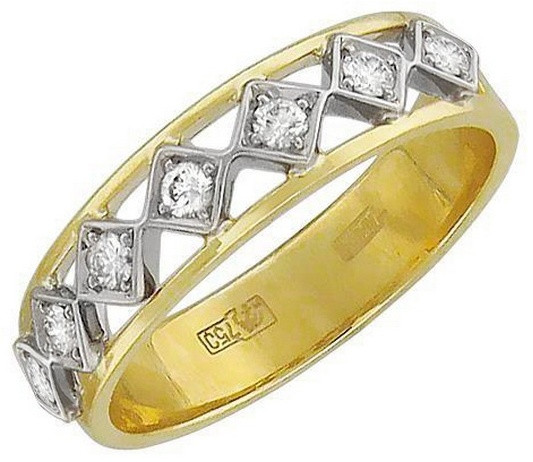 Кольцо Эстет 01K164815Ж размер 17.5 вес 2.84 г золото, фианит, фото 1