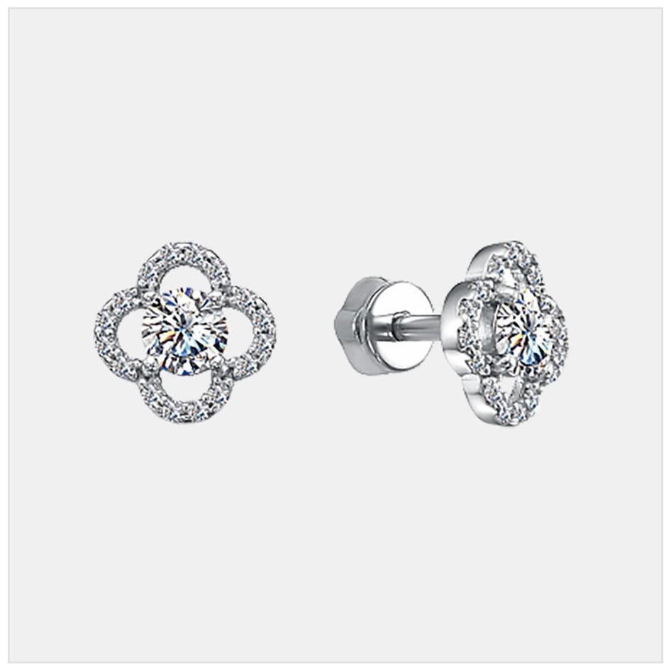 Пусеты ВОЗНЕСЕНСКИЙ ЮЗ 12-1558 вес 1.43 г серебро, фианит, фото 1