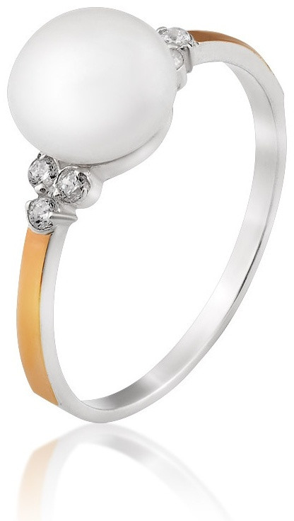 Кольцо Yuriv К437 размер 18.5 вес 1.8 г серебро, золото, жемчуг, фото 1