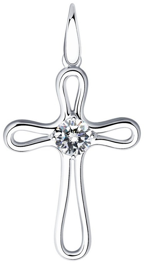 Крестик Diamant 94-130-01320-1 вес 2.06 г серебро, фианит