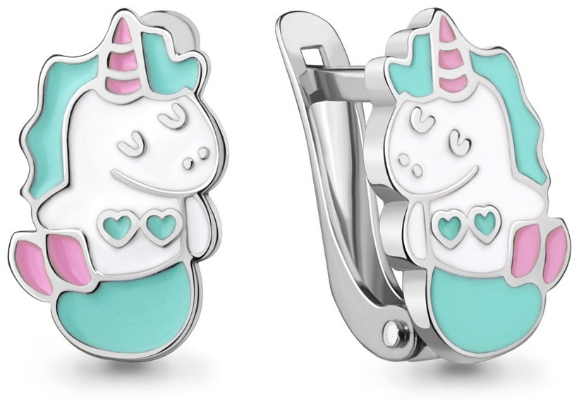 Серьги AQUAMARINE 34314 вес 1.88 г серебро, эмаль, фото 1