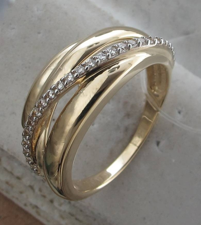 Кольцо Эстет З01К1313067РЭ размер 18.5 вес 4.35 г золото, фианит, фото 1