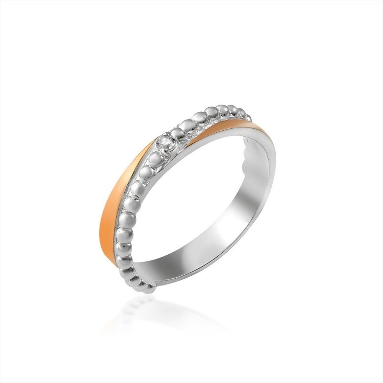 Кольцо Yuriv размер 16 вес 02.июн г серебро, золото, фианит, фото 1