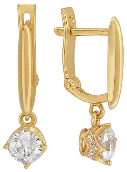 Серьги Эстет 01С139300Ф_275 вес 2.75 г золото, фианит, фото 1