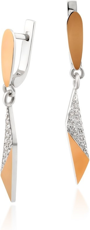 Серьги Yuriv С560 вес 5 г серебро, золото, фианит, фото 1