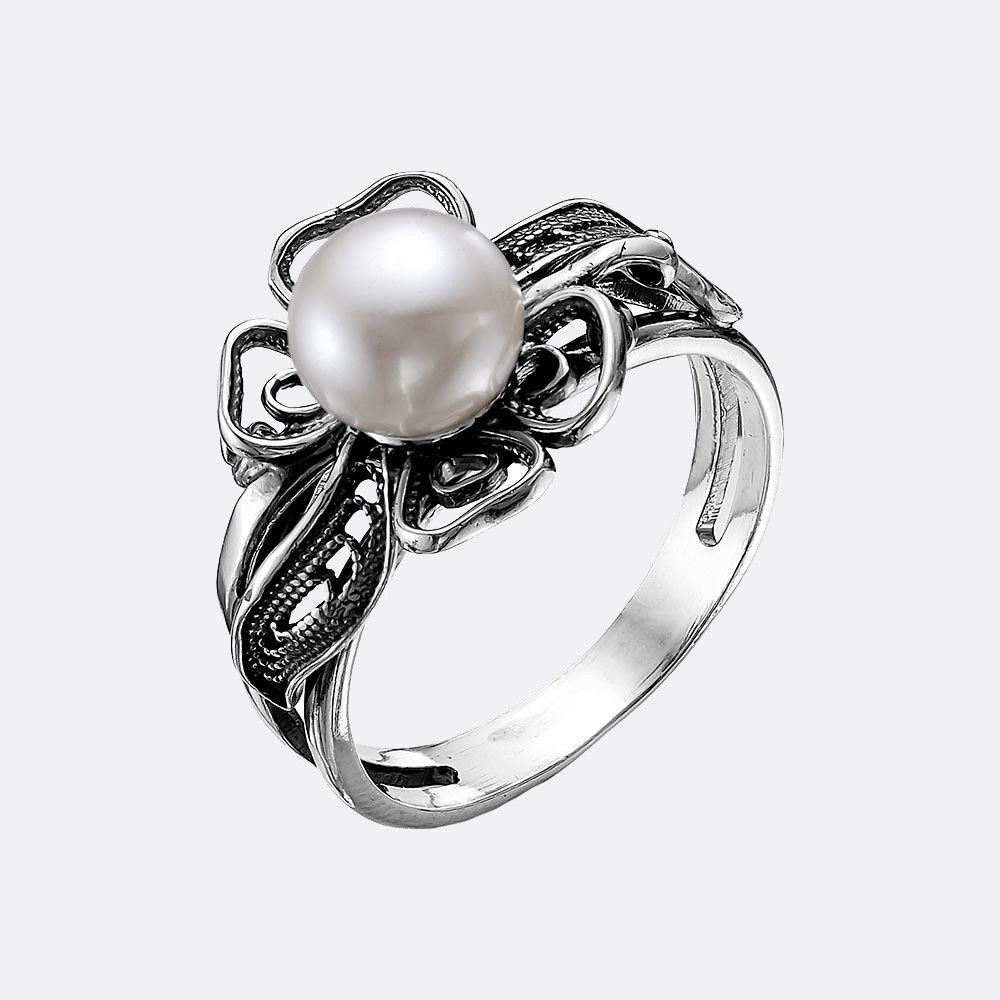 Кольцо Красная пресня С23312214К размер 18 вес 4.2 г серебро, культивированный жемчуг, фото 1