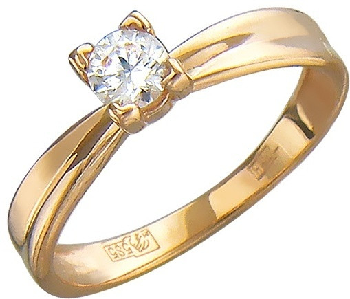 Кольцо Эстет З01К114417Э размер 17 вес 2.87 г золото, фианит, фото 1