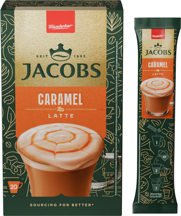 Кофе растворимый Jacobs Monarch 3в1 "Caramel Latte", 20 пакетиков