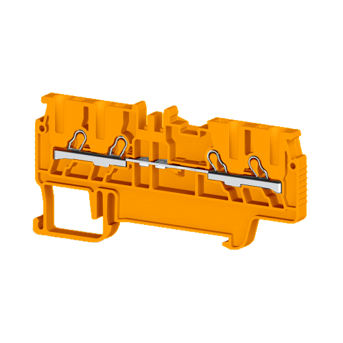 Клеммник пруж.быстрозажимной (Push in), 4-х выводной, 1,5мм.кв., (оранжевый); PYK 1,5MС, фото 1