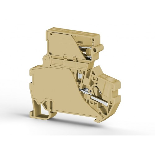 Клеммник пруж.быстрозажимной (Push in) с держ.предохр.(6,3х31,75), 4 мм.кв., (бежевый); PYK 4I (6,3x, фото 1