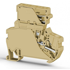 Клеммник пруж.б/зажим. (Push in) с держ.пред.(5х25) с инд. 220VAC, 4 мм.кв. (бежевый); PYK 4SLD 220V
