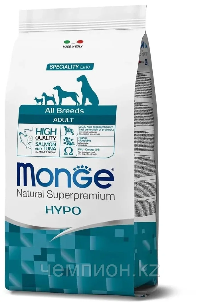 1167 Monge Line All Breeds Adult Hypoallergenic Salmone&Tuna. Монже сухой корм для собак, лосось, тунец, 2,5кг