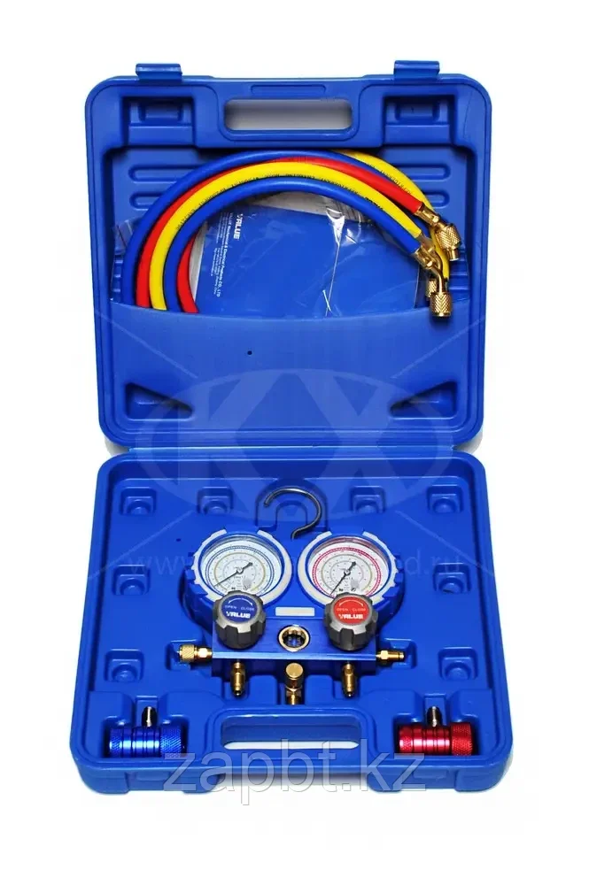 Коллектор манометрический VALUE VMG-2-R22-B (R22,R134A,R404A,R407C) (68мм) кейс + адаптеры