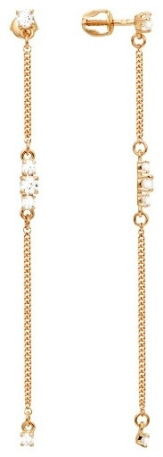 Пусеты Эстет 40084600 вес 2.4 г золото, фианит, фото 1