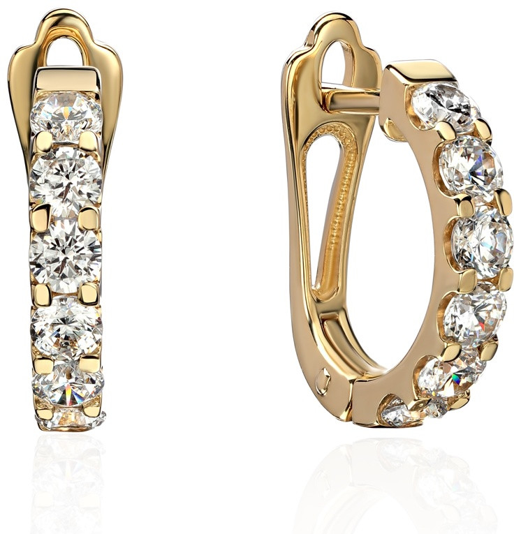 Серьги Эстет З01С1313917Э вес 3.62 г золото, фианит, фото 1