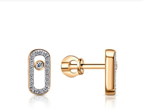 Серьги Veronika jewelry factory ЗС3322574В2 вес 1.77 г золото, фианит, фото 1