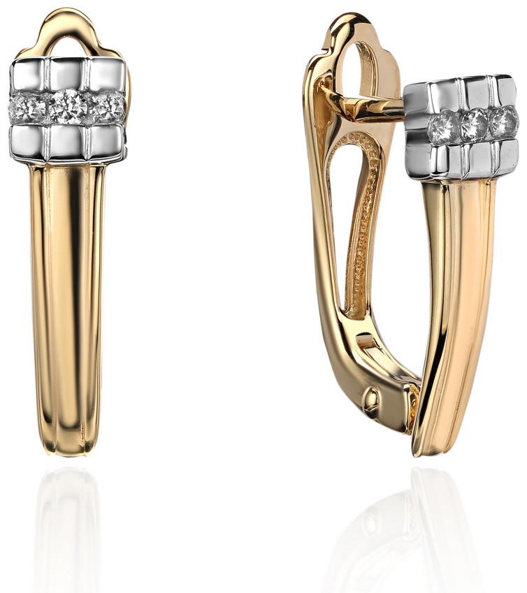 Серьги Эстет З01С1314928РЭ вес 2.05 г золото, фианит, фото 1