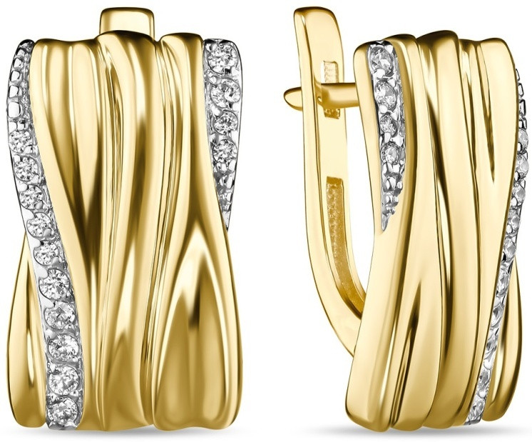 Серьги Veronika jewelry factory ЗС3321622В вес 4.25 г золото, фианит, фото 1