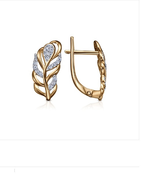 Серьги Veronika jewelry factory ЗС332333В вес 2.46 г золото, фианит, фото 1