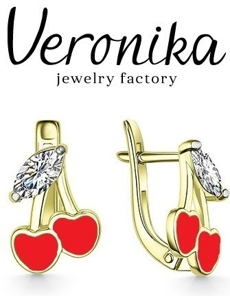 Серьги Veronika jewelry factory ЗС331906М3В вес 1.83 г золото, фианит, фото 1