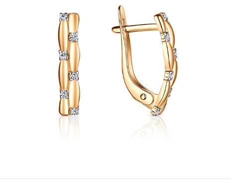 Серьги Veronika jewelry factory ЗС3321222В вес 1.55 г золото, фианит, фото 1