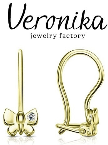 Серьги Veronika jewelry factory ЗС330214В вес 0.9 г золото, фианит, фото 1