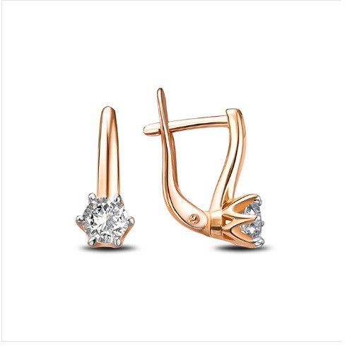 Серьги Veronika jewelry factory ЗС3322625В вес 2.84 г золото, фианит, фото 1