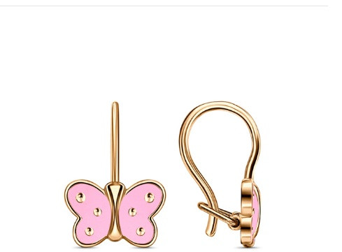 Серьги Veronika jewelry factory ЗС1012704М2В вес 1.6 г золото, эмаль, фото 1
