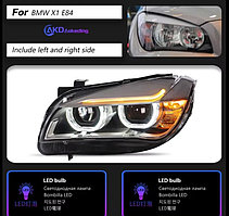 Передние фары на BMW X1 (E84) 2009-15 дизайн 2016 (для галоген)