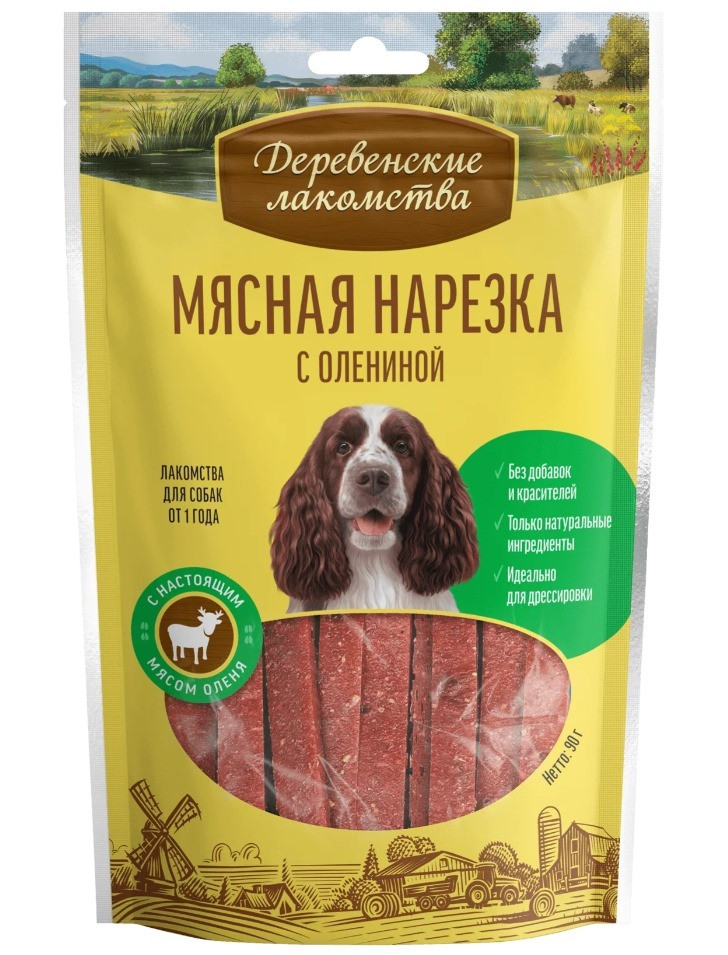 Деревенские лакомства Мясная нарезка с олениной для собак, 90 г, фото 1