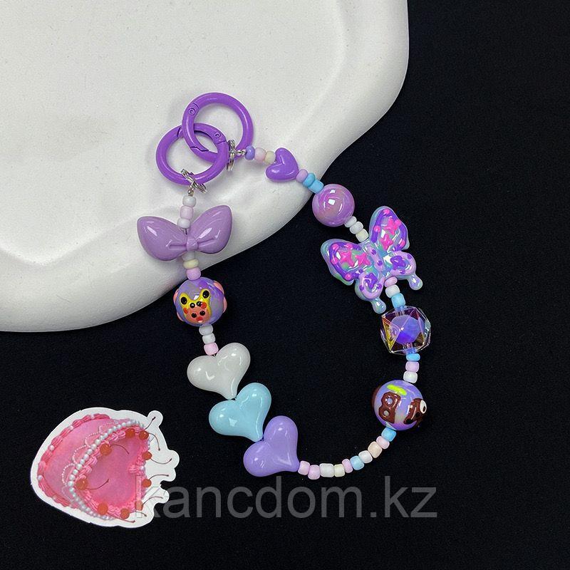 Брелок бусы "Purple butterfly" 5770-12