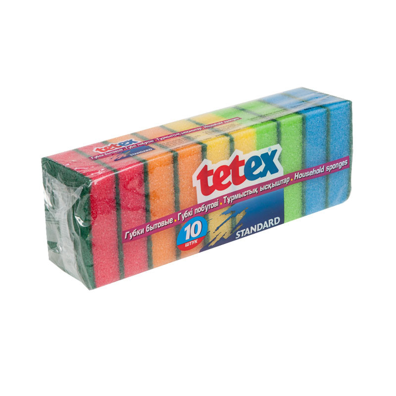 Губка для посуды Tetex 90х60х27мм, 10 штук