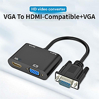DOD Адаптер VGA to HDMI+VGA с аудио