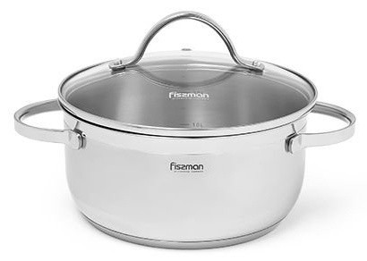 5335 FISSMAN Кастрюля LUMINOSA 26x13,5 см / 7,1 л со стеклянной крышкой (нерж. сталь)