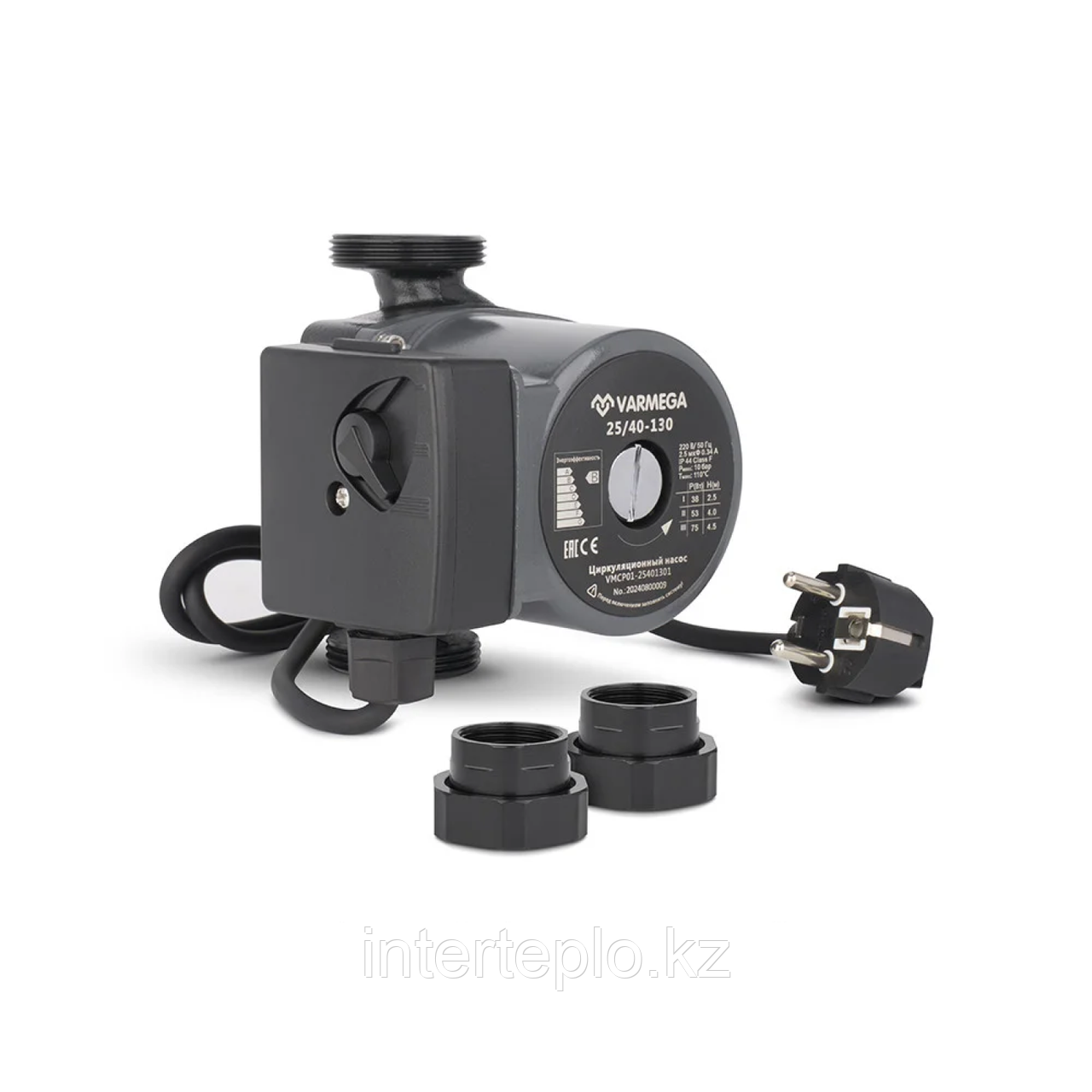 Циркуляционный насос Varmega 25/40-130 с “мокрым” ротором, с гайками и кабелем, серия: VMCP01